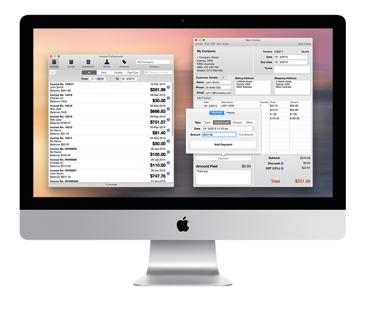 Invoice Professional iMac